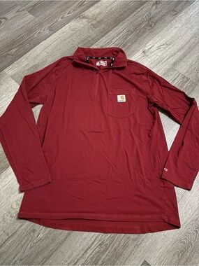 Carhartt Men’s Maroon Long-Sleeve Quarter-Zip Pocket Shirt